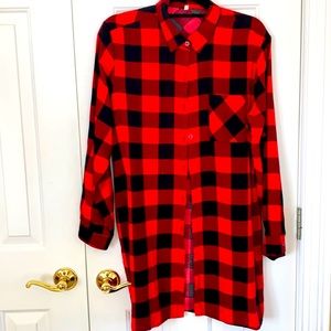 Red and black buffalo plaid shirt.